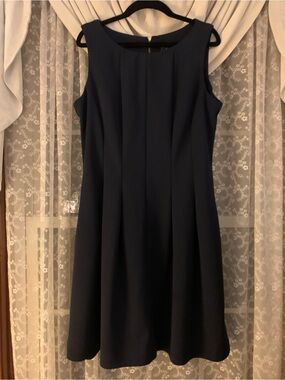 Gabby Skye Sleeveless Navy Fit-and-Flare Dress